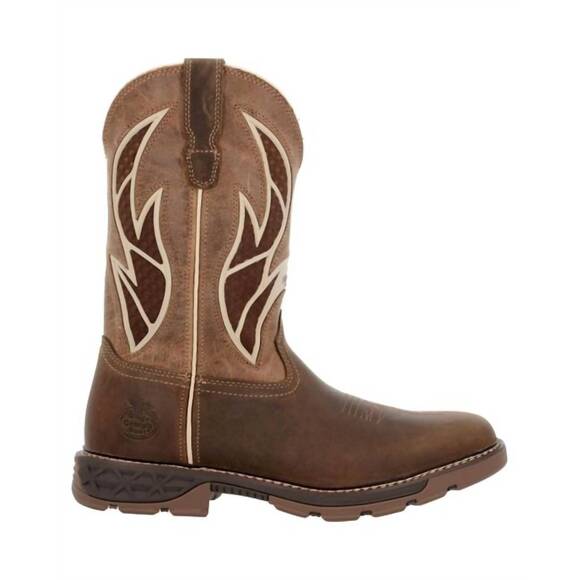 NEW GEORGIA BOOT men's carbo-tec flx alloy toe pull-on work boot - medium in bro